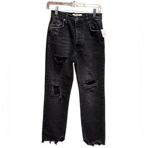 We The Free Tapered Baggy Boyfriend Distressed Jeans Obsidian Color NWT